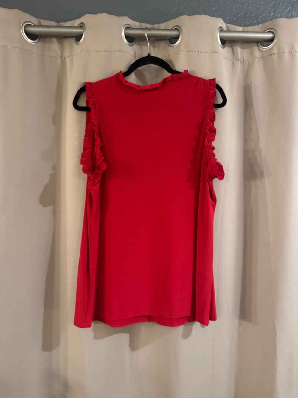 Perseption Red Ruffle Trim Top - Picture 2 of 6